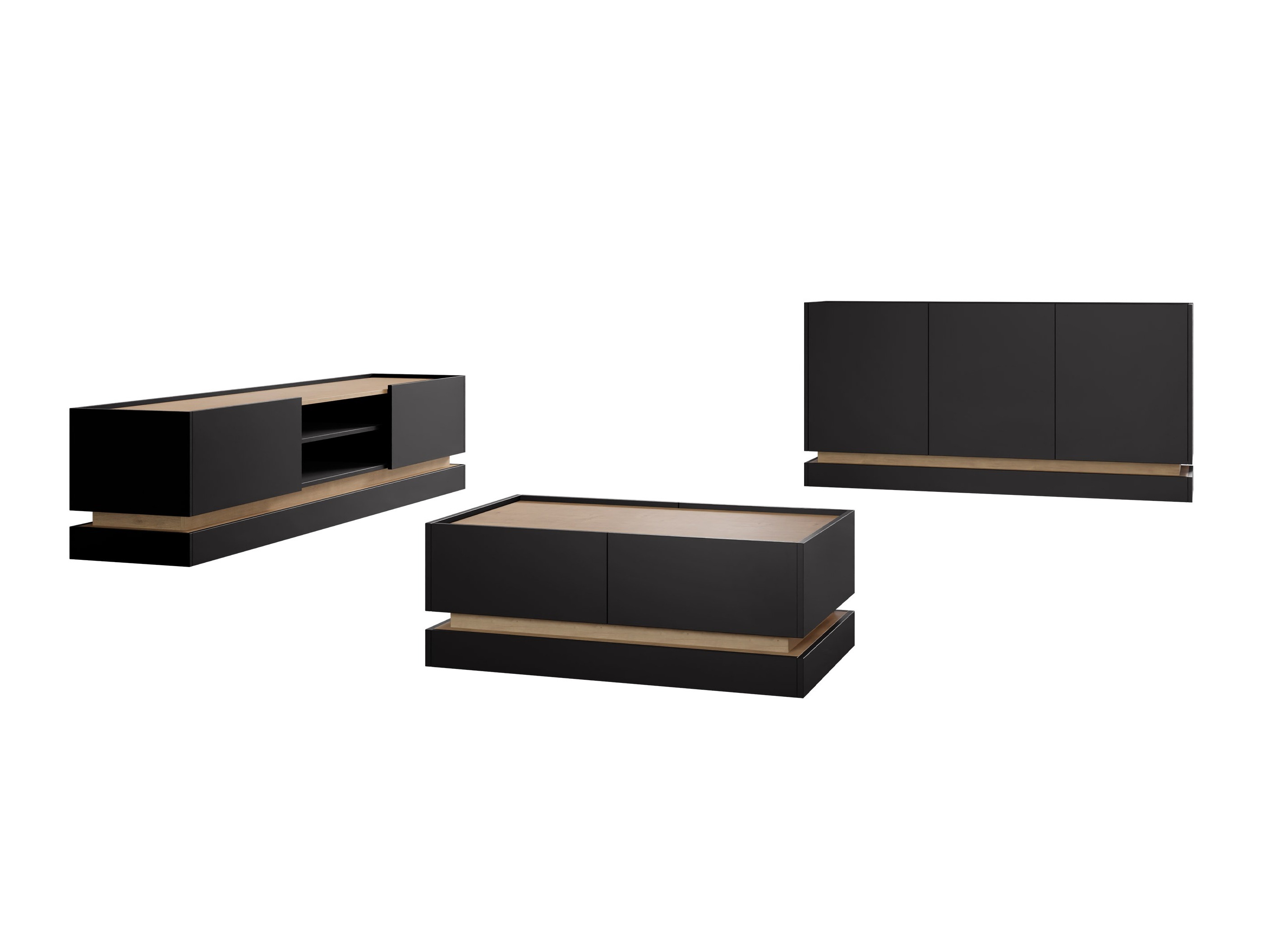 Living room set Comfivo Dalvenu 104 (Black + Oak)