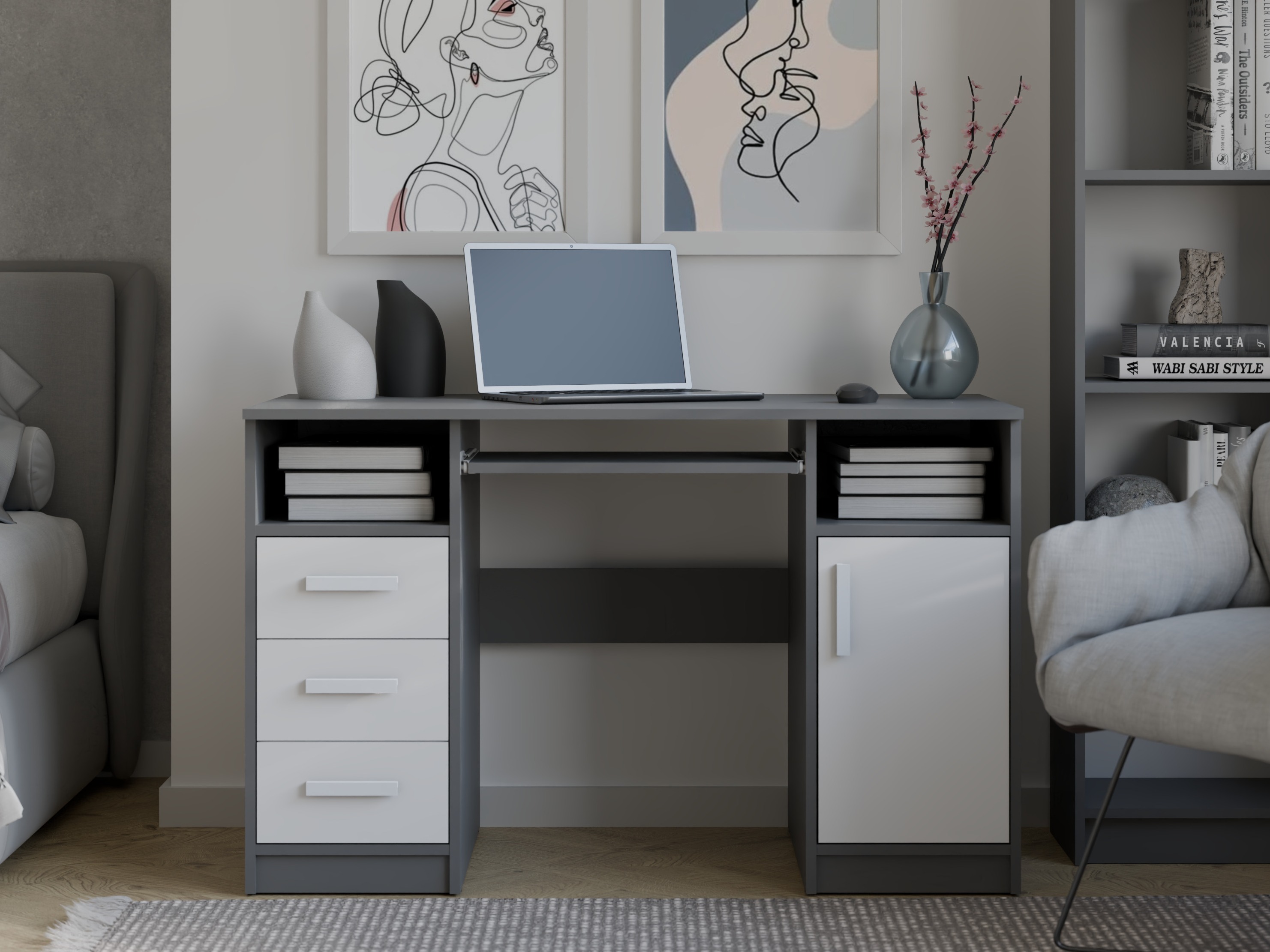 Desk Mandeville 330 (Anthracite + White)