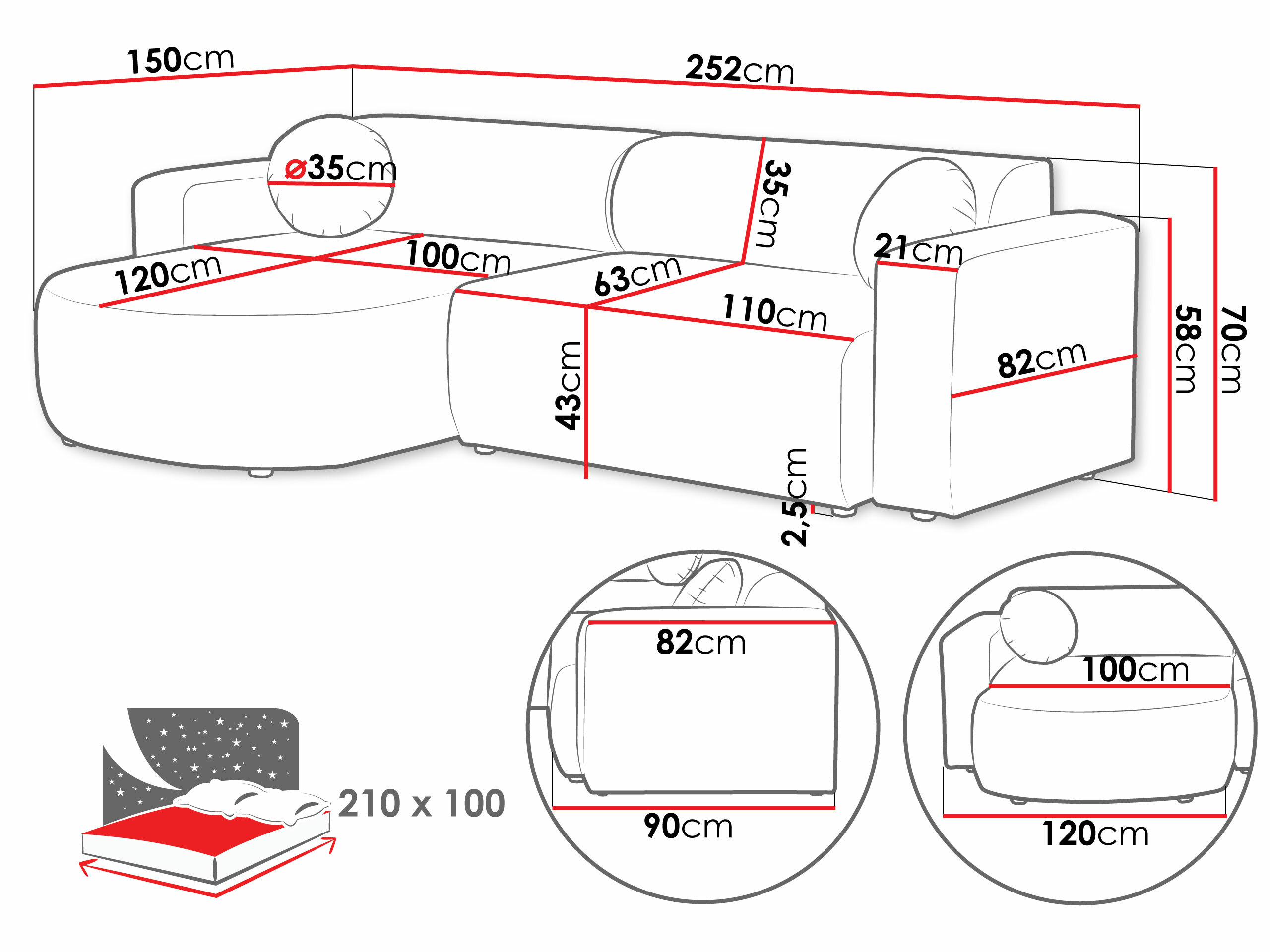 Corner sofa Comfivo Pullus (Velo 623)