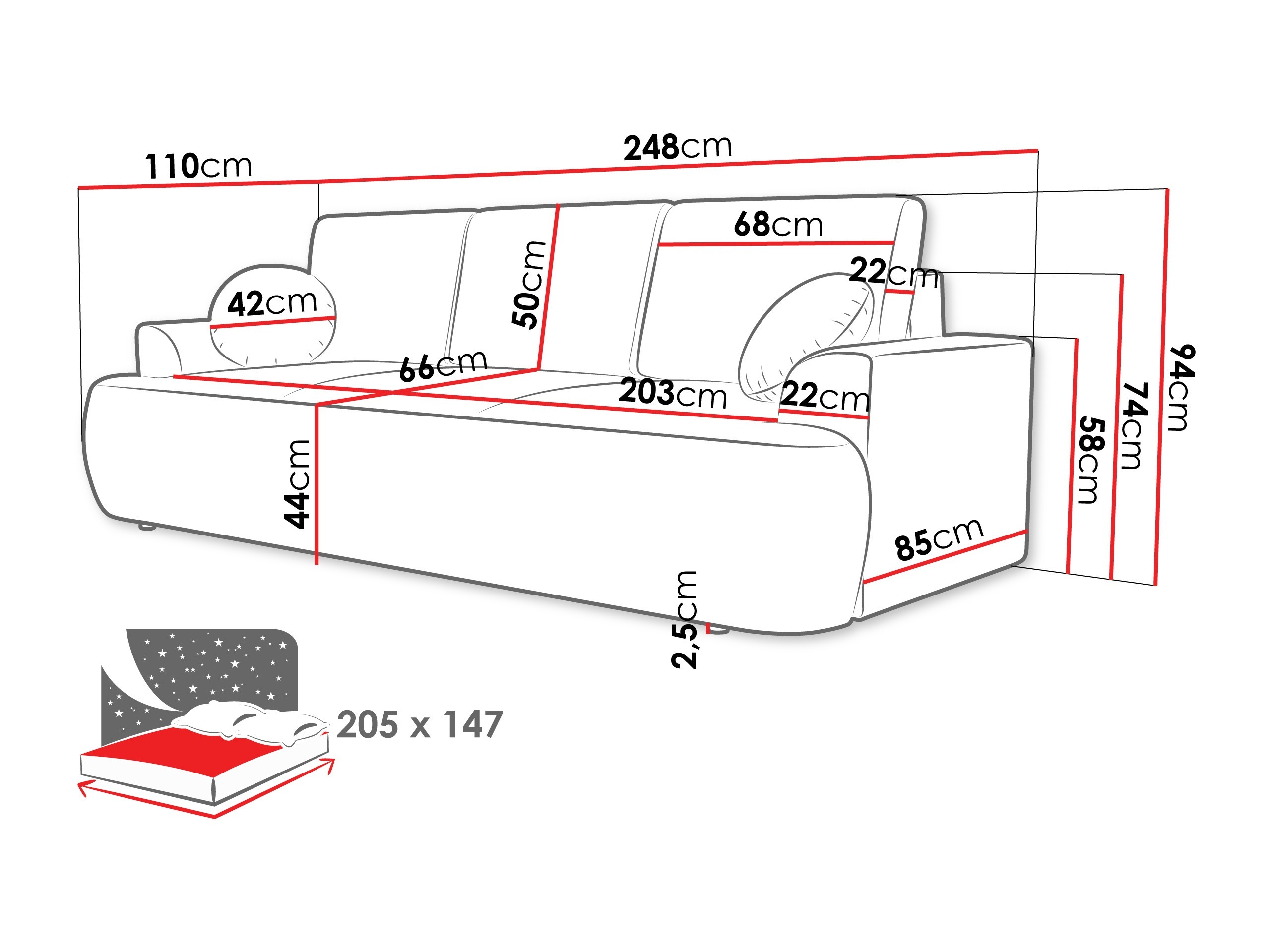 Sofa bed Bountiful 104 (Lima 46)