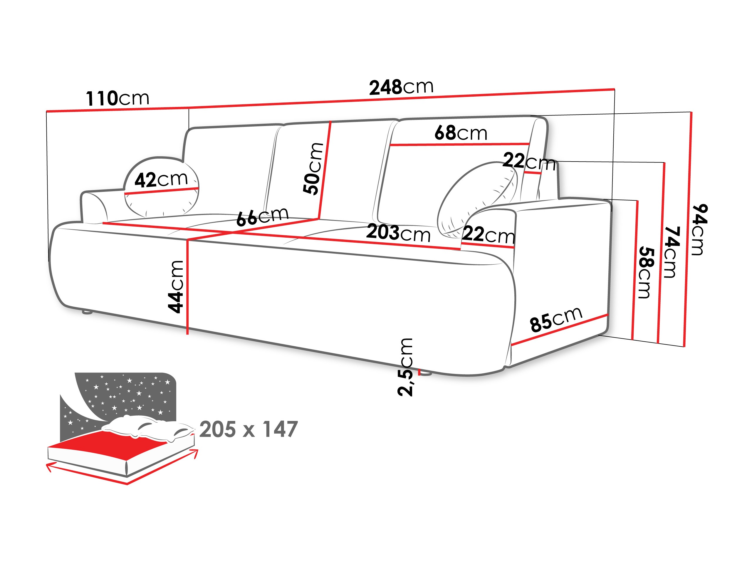 Sofa bed Bountiful 104 (Lima 50)
