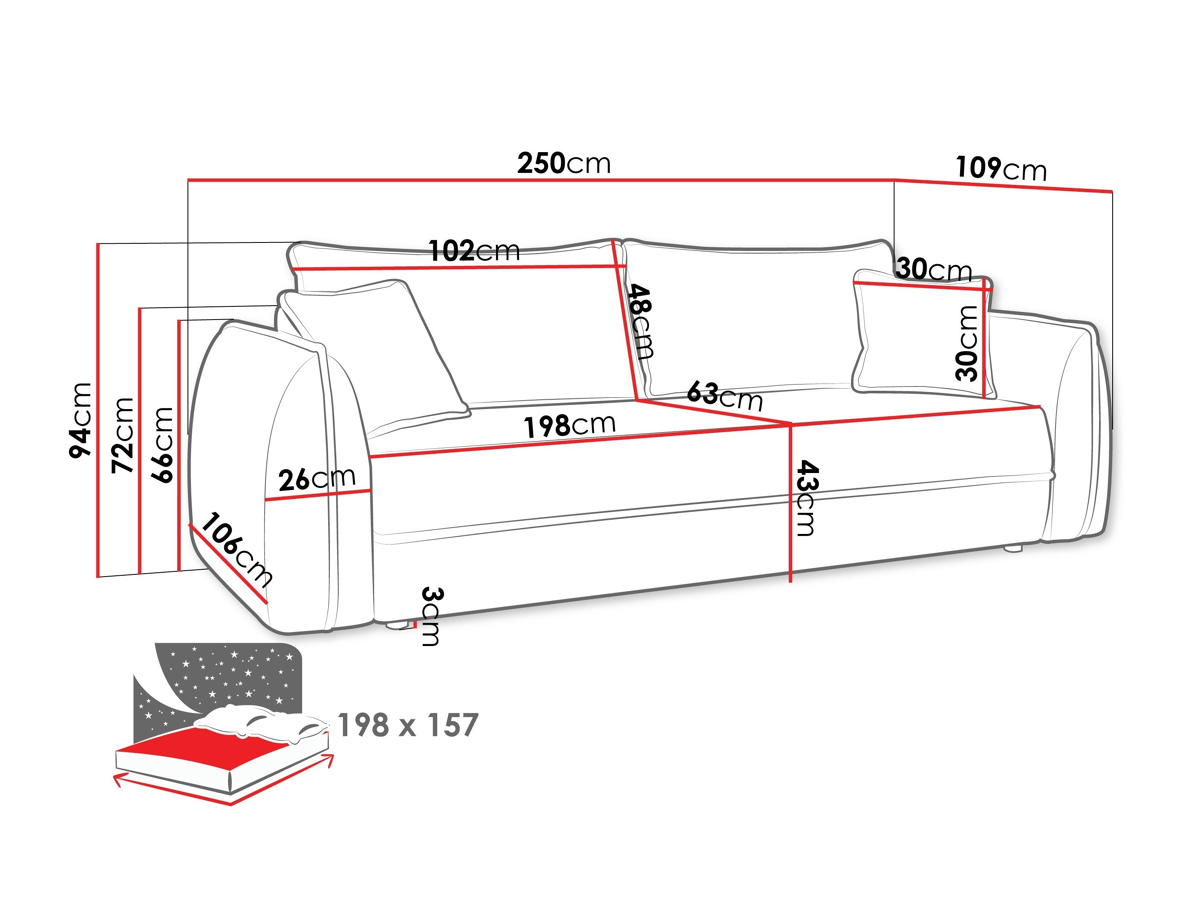 Sofa bed Kingman 100 (Lima 16)