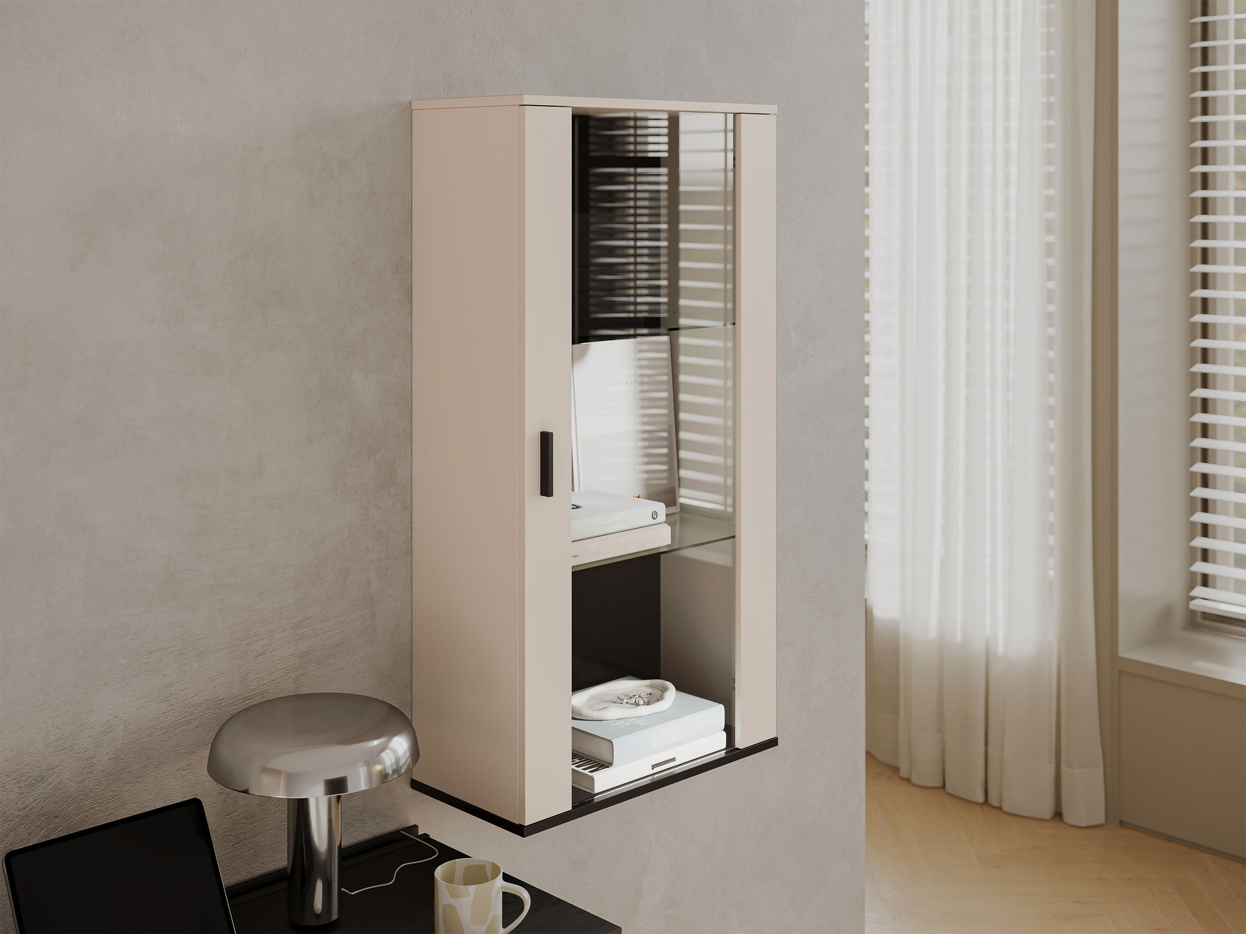 Wall cabinet Tornola 103 (Cashmere + Black)