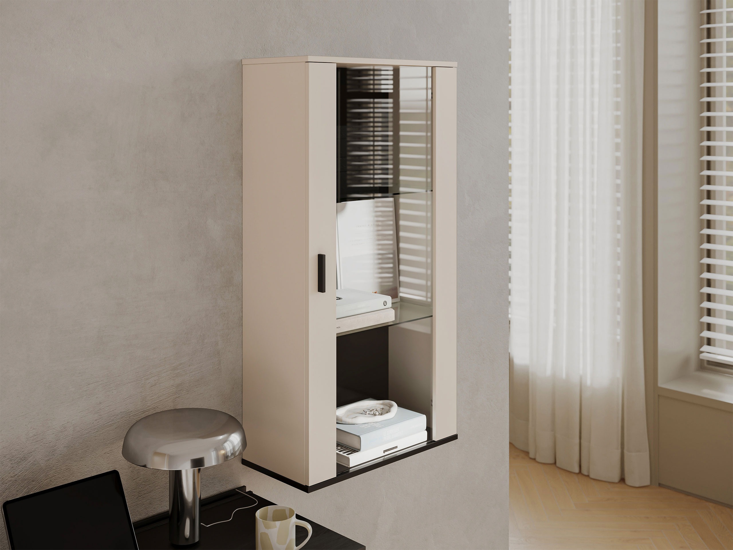 Wall cabinet Tornola 103 (Cashmere + Black)