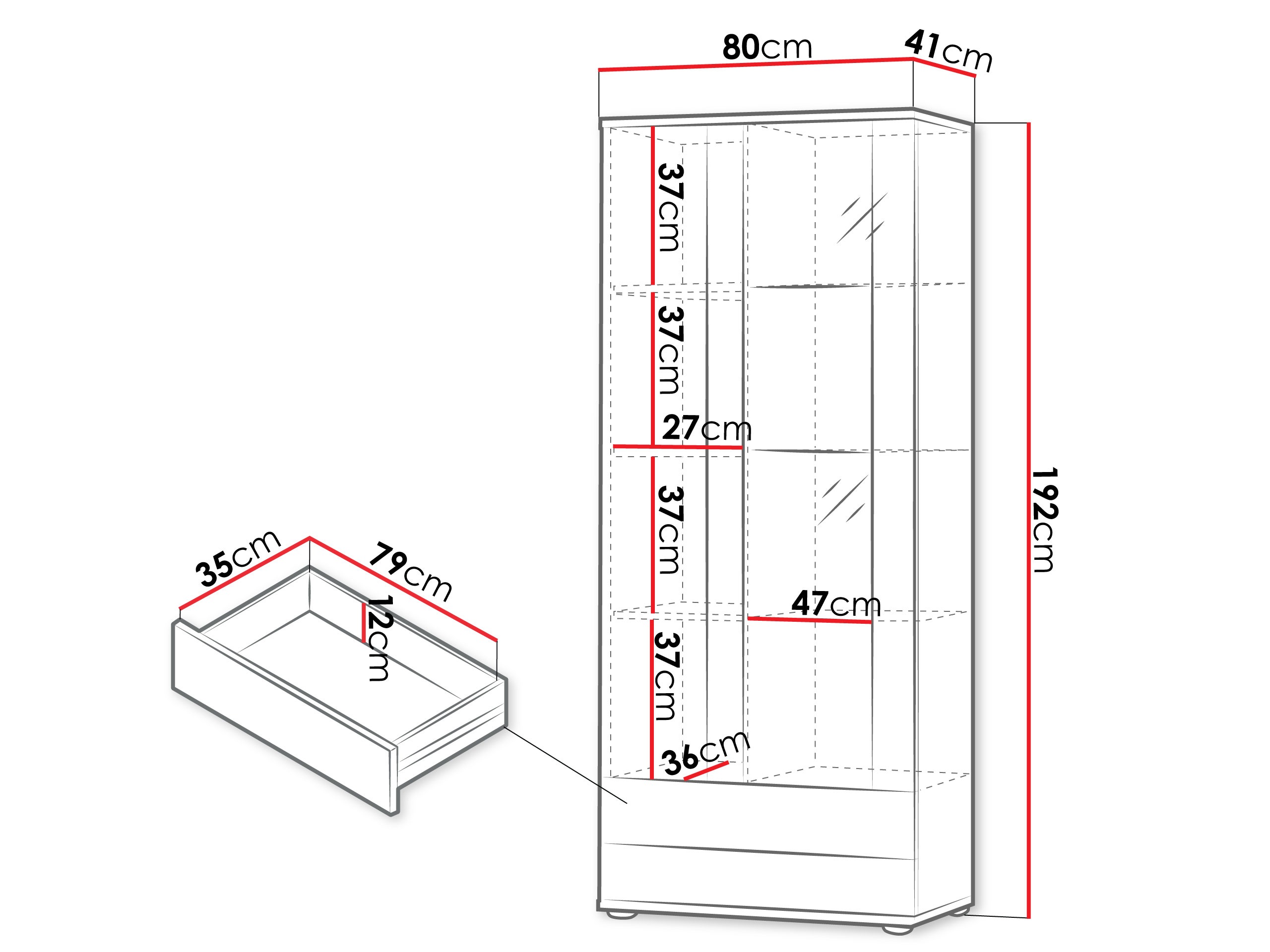 Bookcase Tornola 105 (Cashmere + Black)