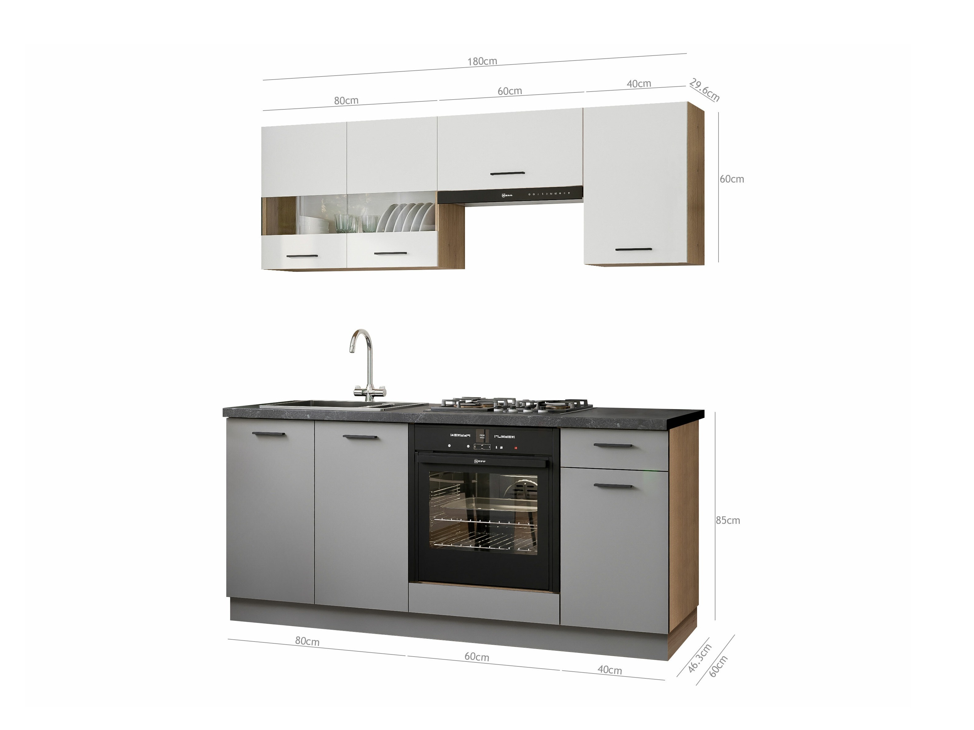 Modular kitchen set Ati White Grey 117
