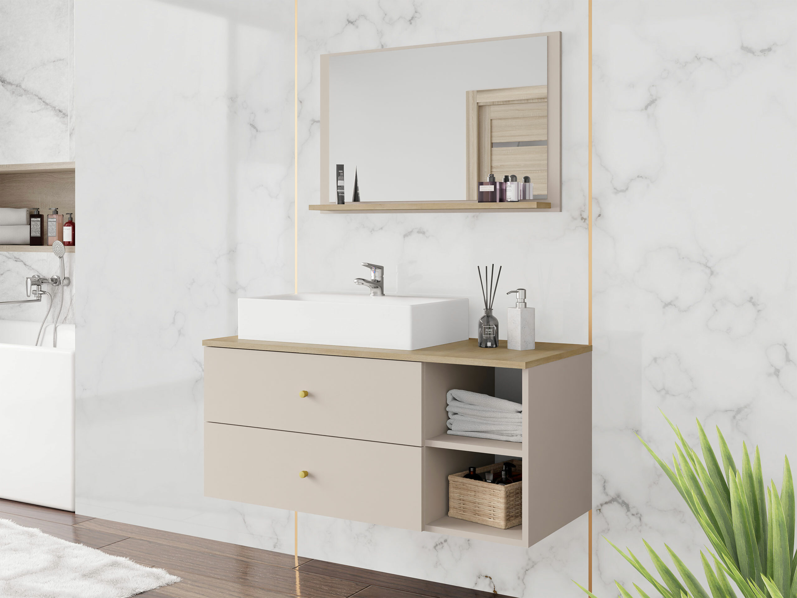 Bathroom set Salus I (Cashmere + Oak)