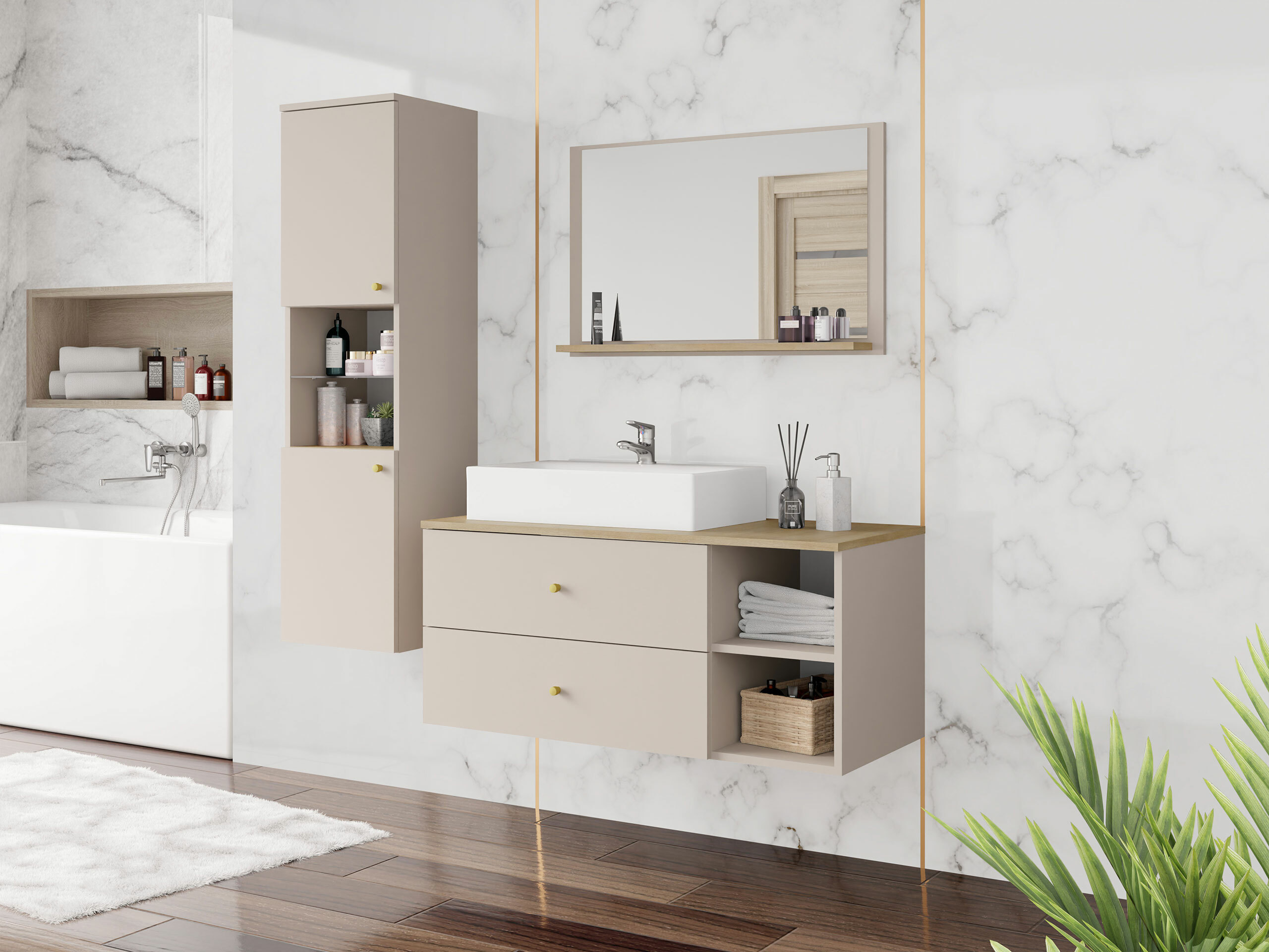Bathroom set Salus II (Cashmere + Oak)