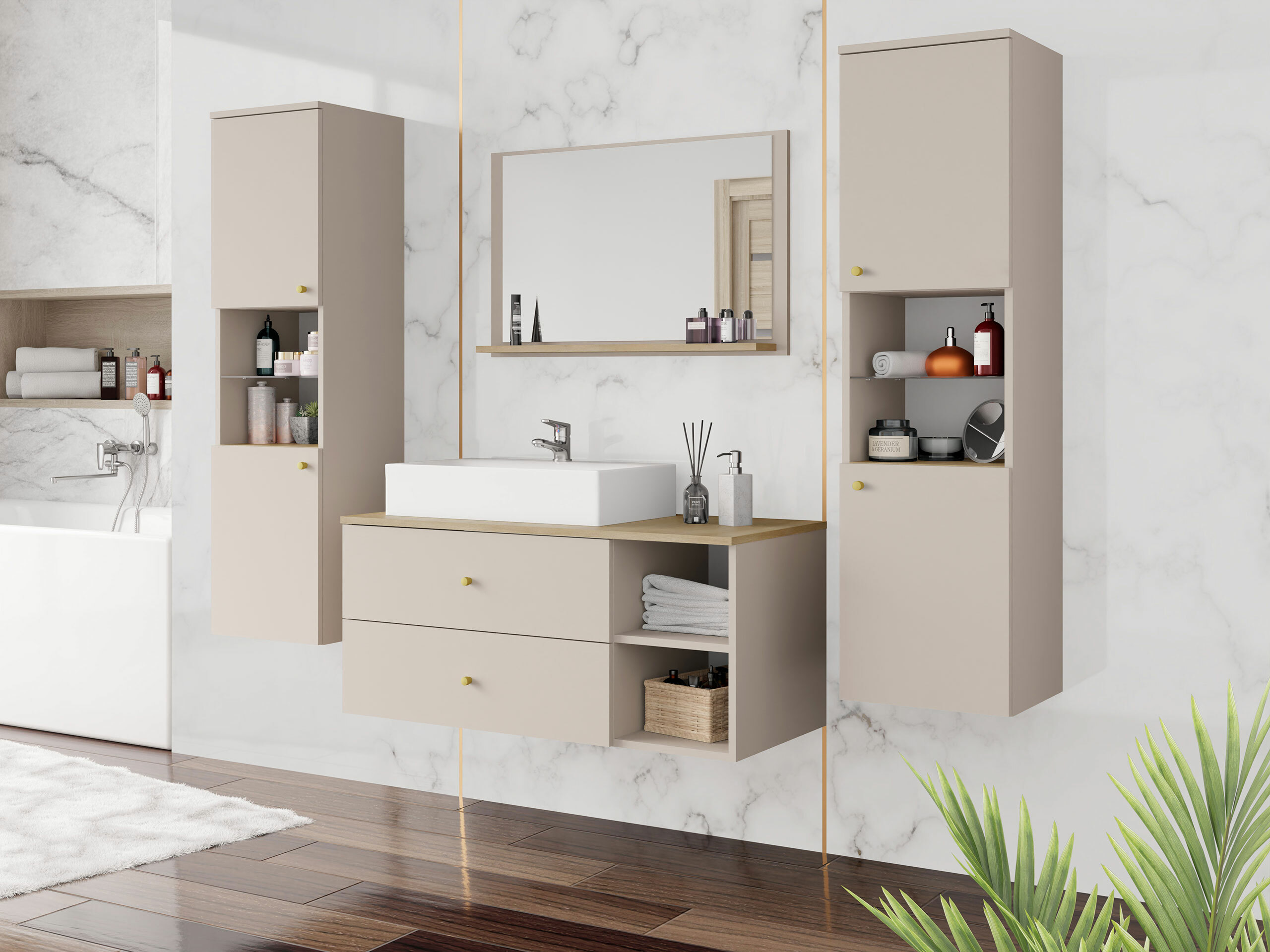 Bathroom set Salus III (Cashmere + Oak)