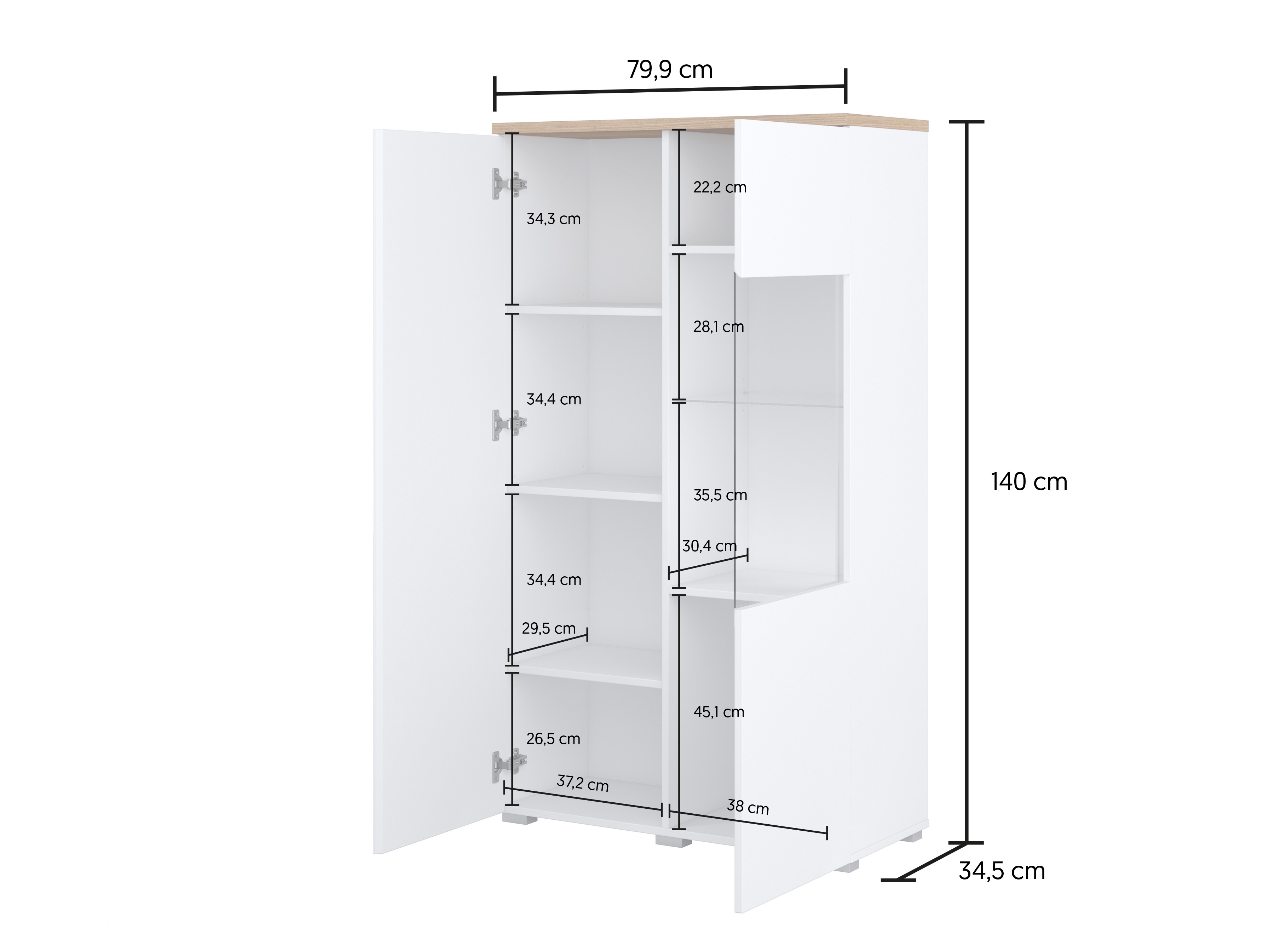 Bookcase Baletu 108 (White + Oak)