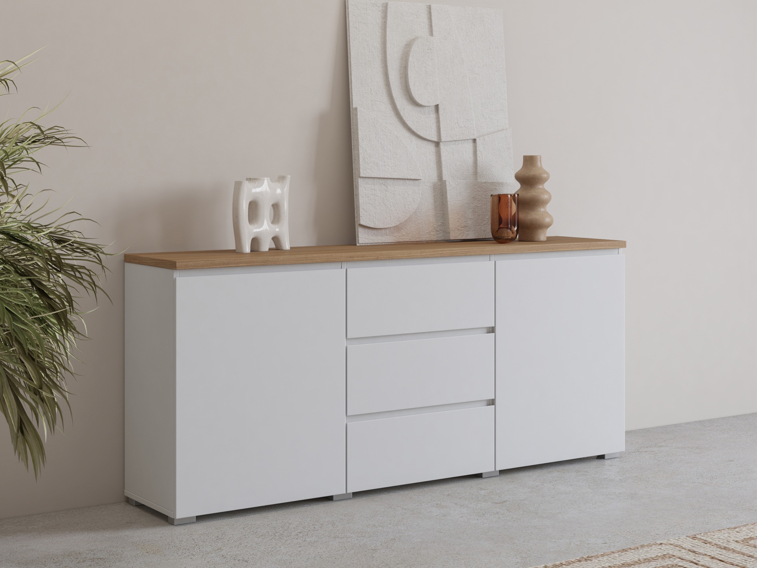 Chest of drawers Baletu 106 (White + Oak)