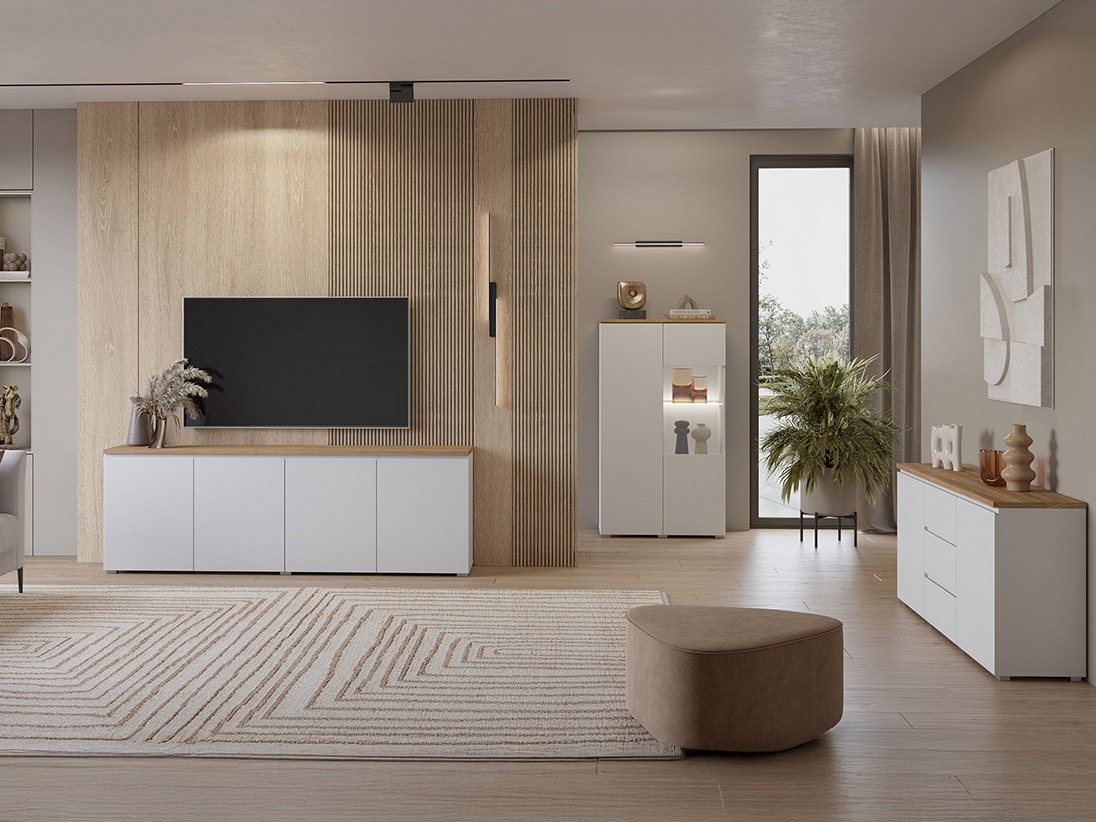 Chest of drawers Baletu 106 (White + Oak)