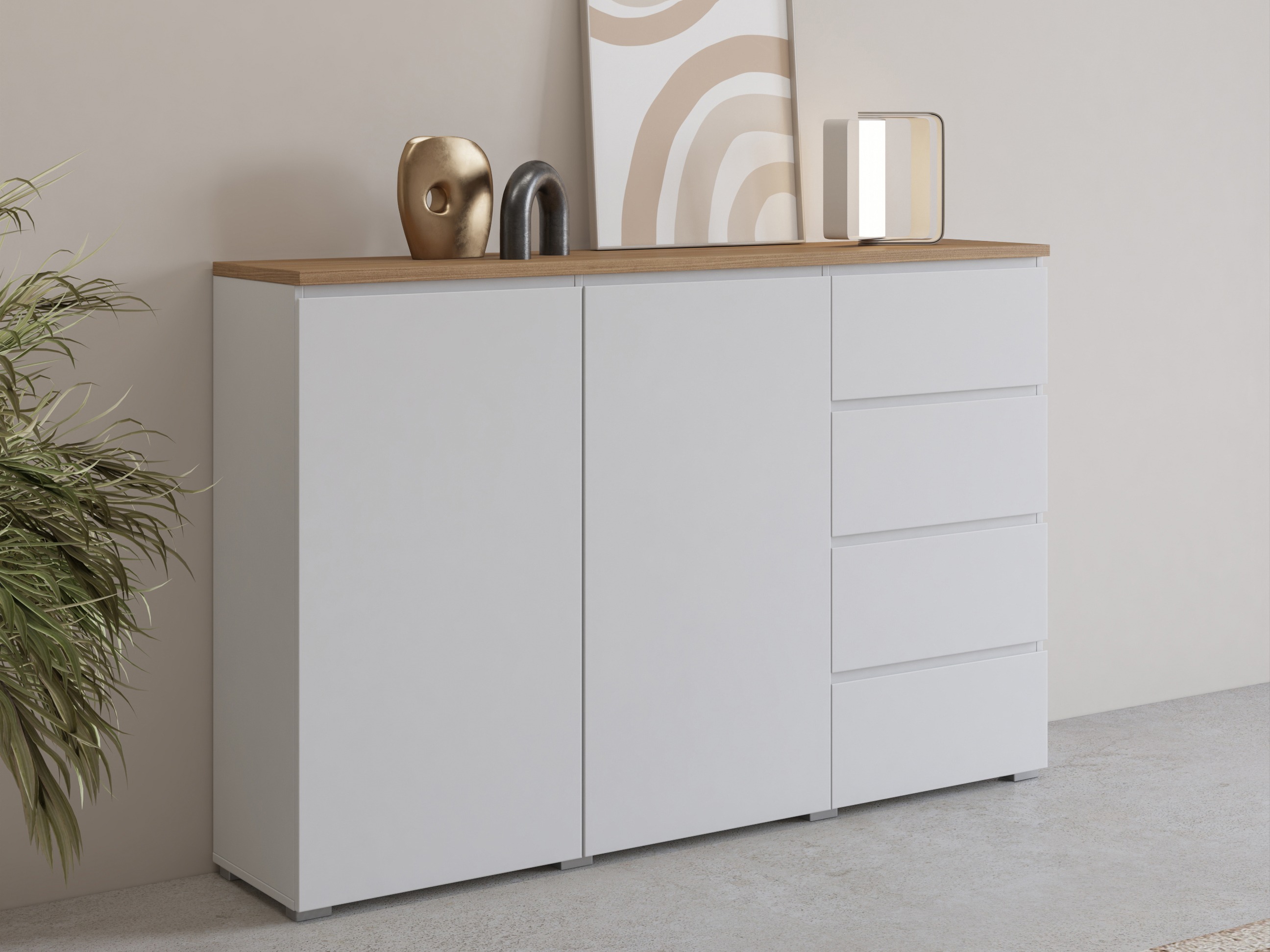 Chest of drawers Baletu 109 (White + Oak)