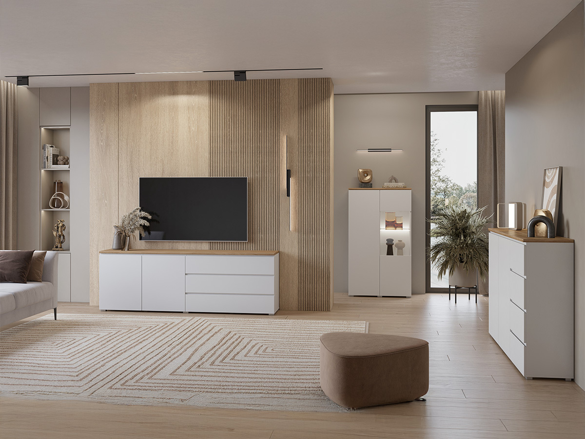 Chest of drawers Baletu 109 (White + Oak)