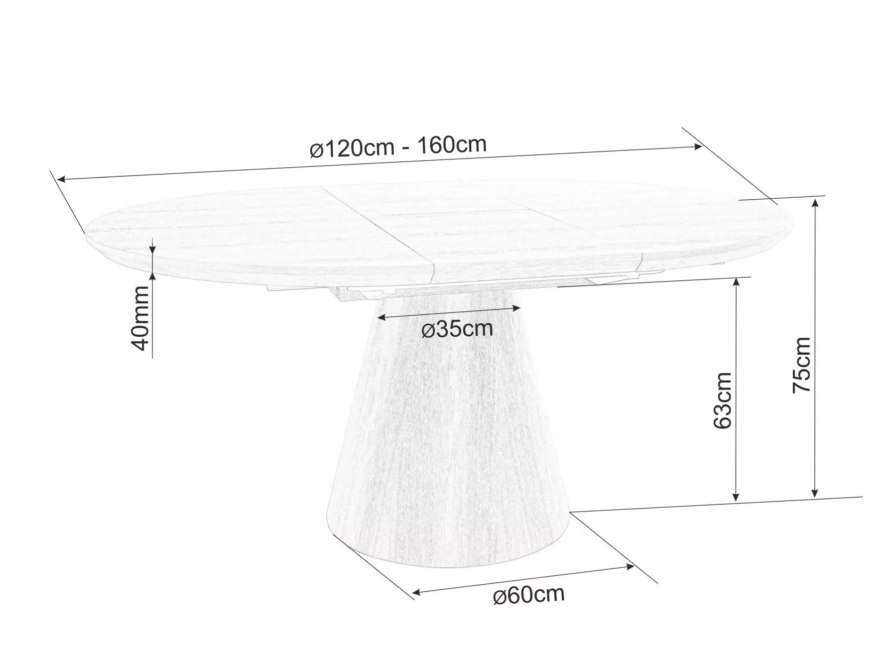 Table Detroit 920 (Grey marble + Black)