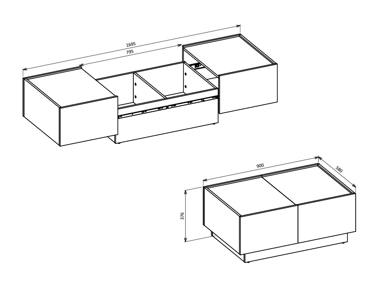 Coffee table transformer Austin 380 (Cashmere + Black)