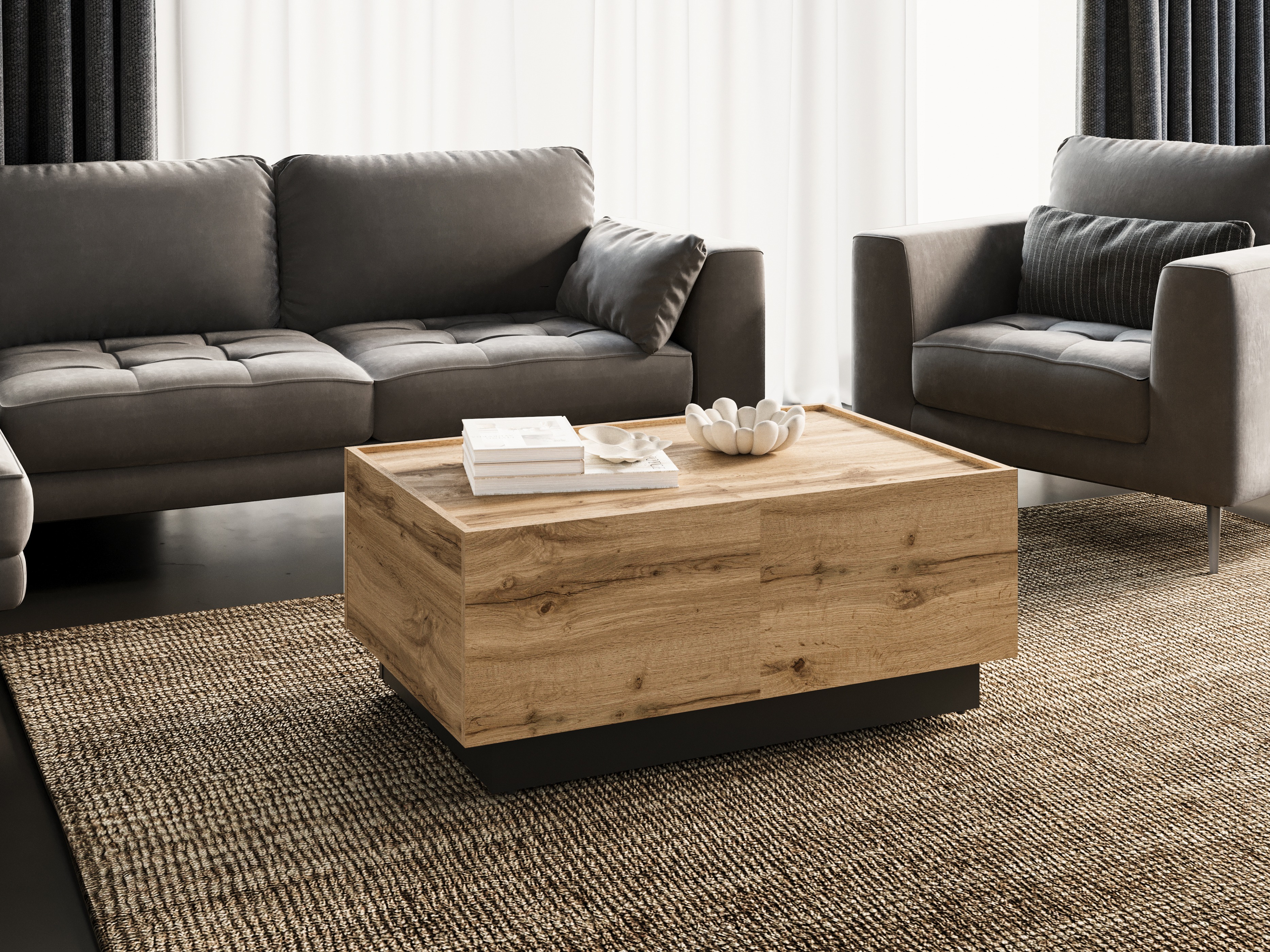 Coffee table transformer Austin 380 (Wotan Oak + Black)