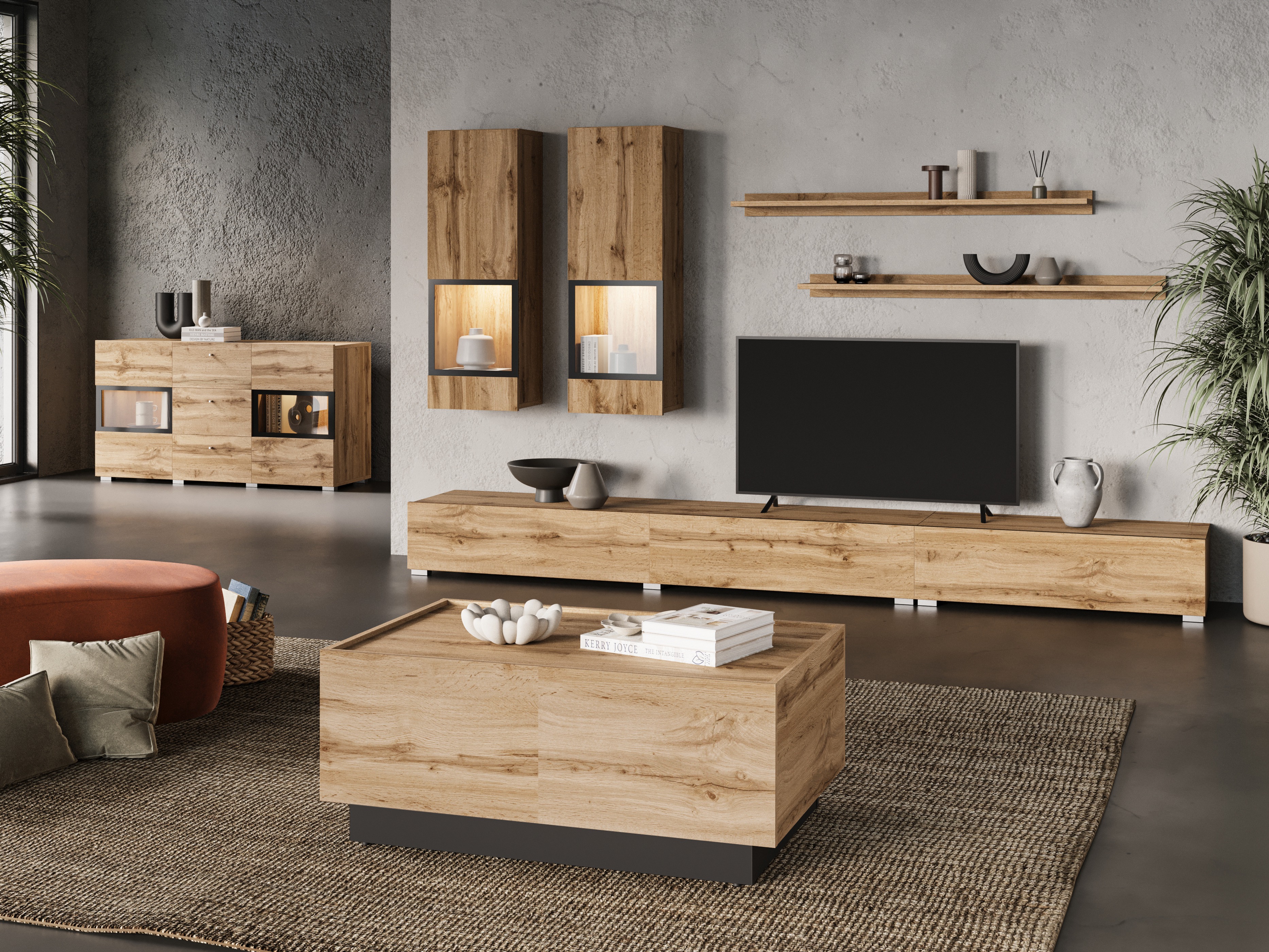 Coffee table transformer Austin 380 (Wotan Oak + Black)