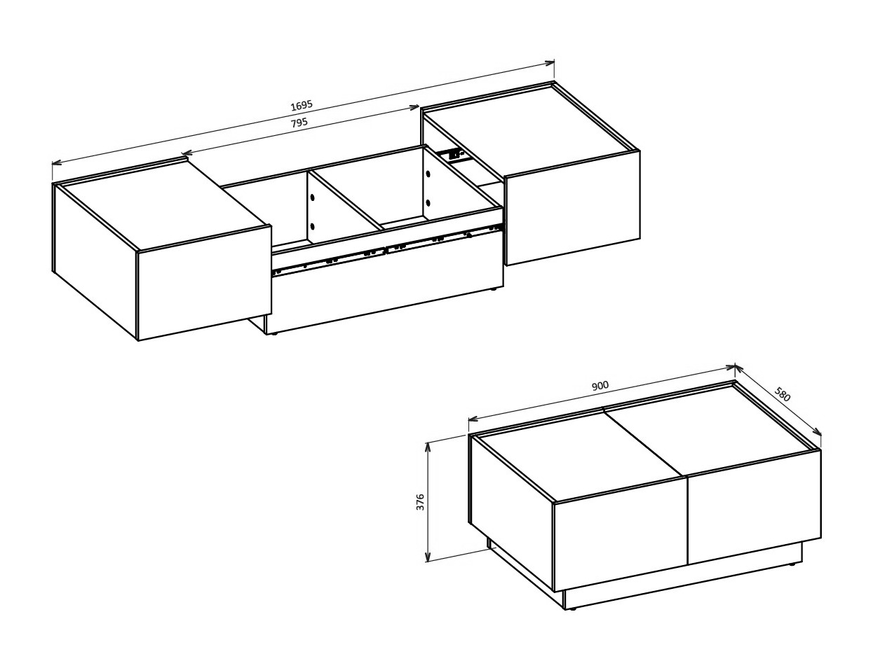 Coffee table transformer Austin 380 (Wotan Oak + Black)