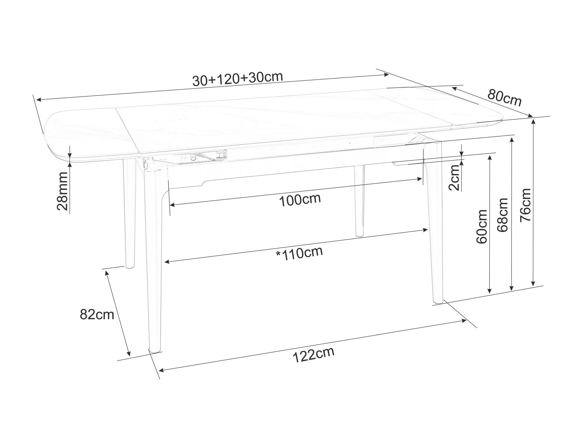 Table Detroit 921 (Grey marble)