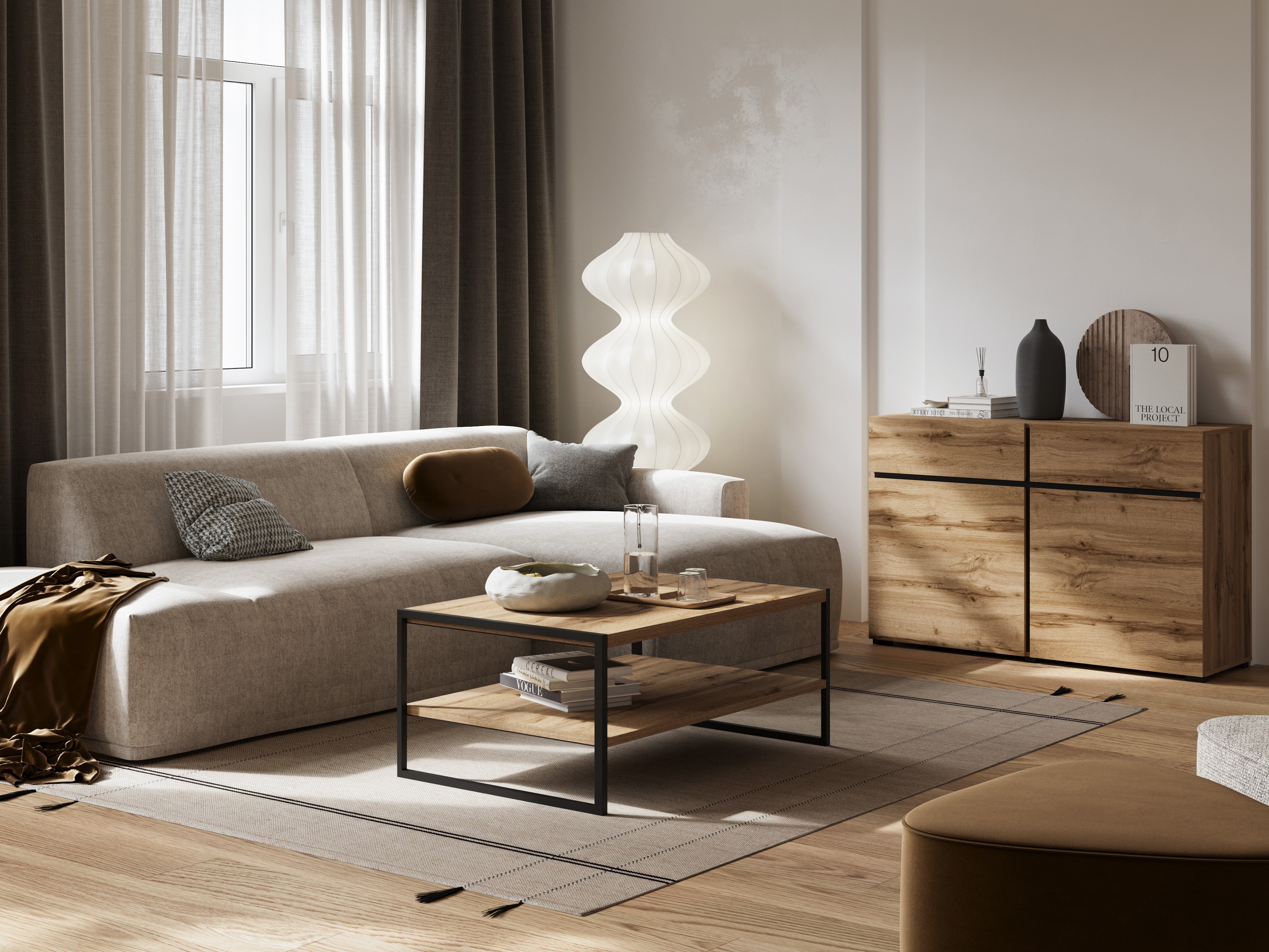 Coffee table Austin 381 (Wotan Oak + Black)