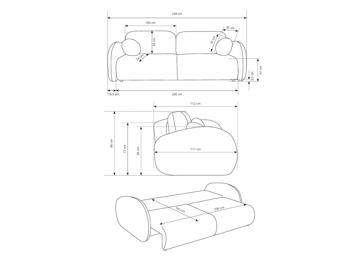 Sofa bed Kingston 196 (Cremona 70)