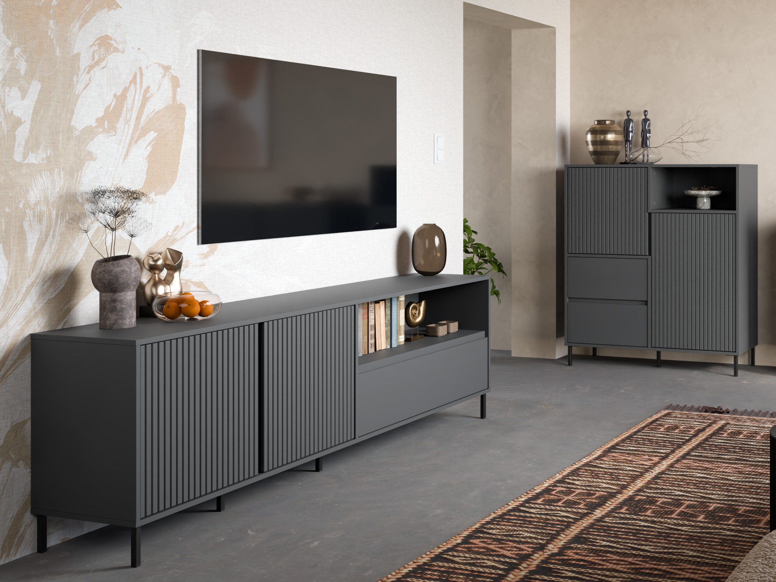 Living room set Ruvrevi 105 (Anthracite)