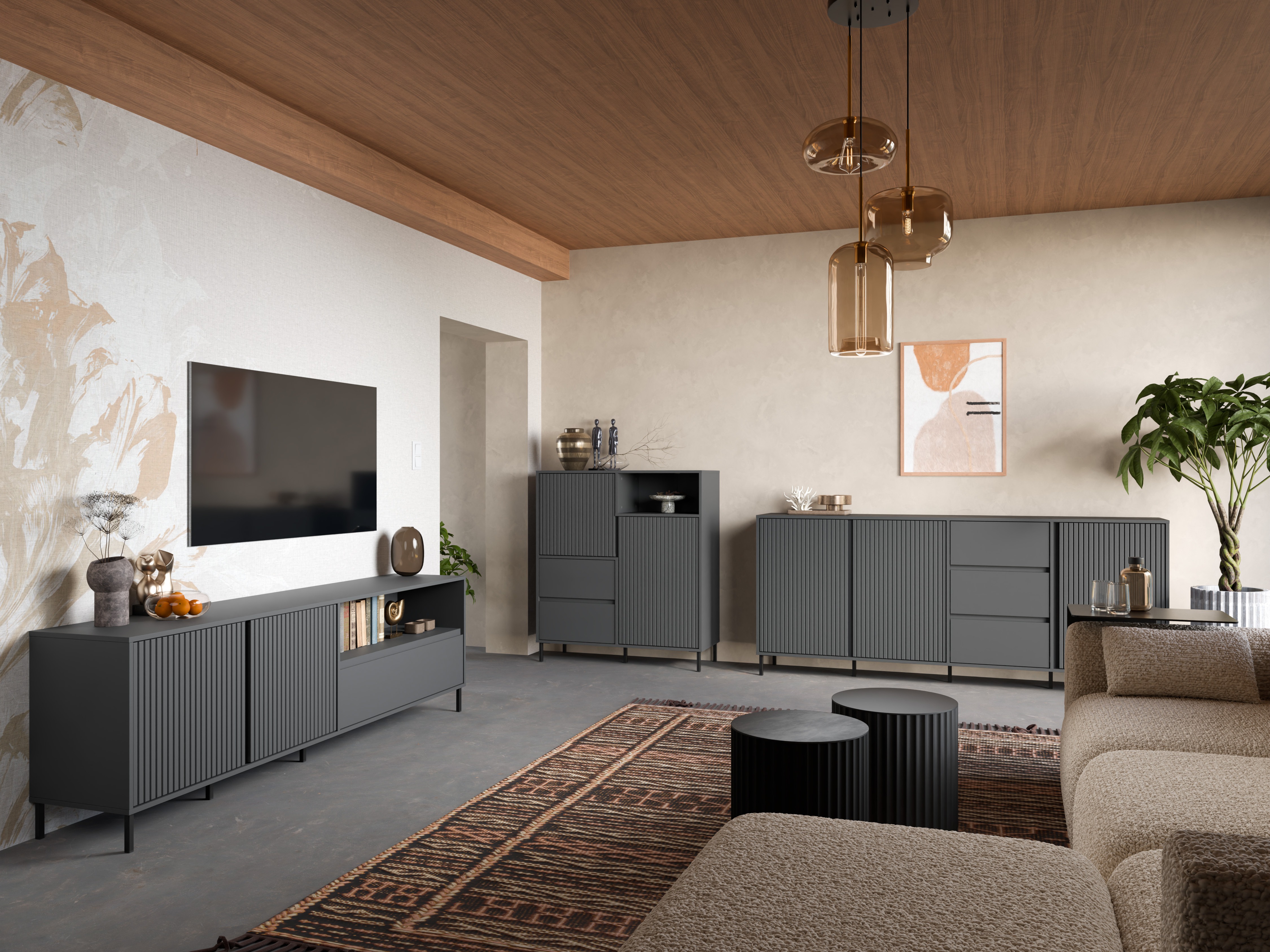 Living room set Ruvrevi 105 (Anthracite)