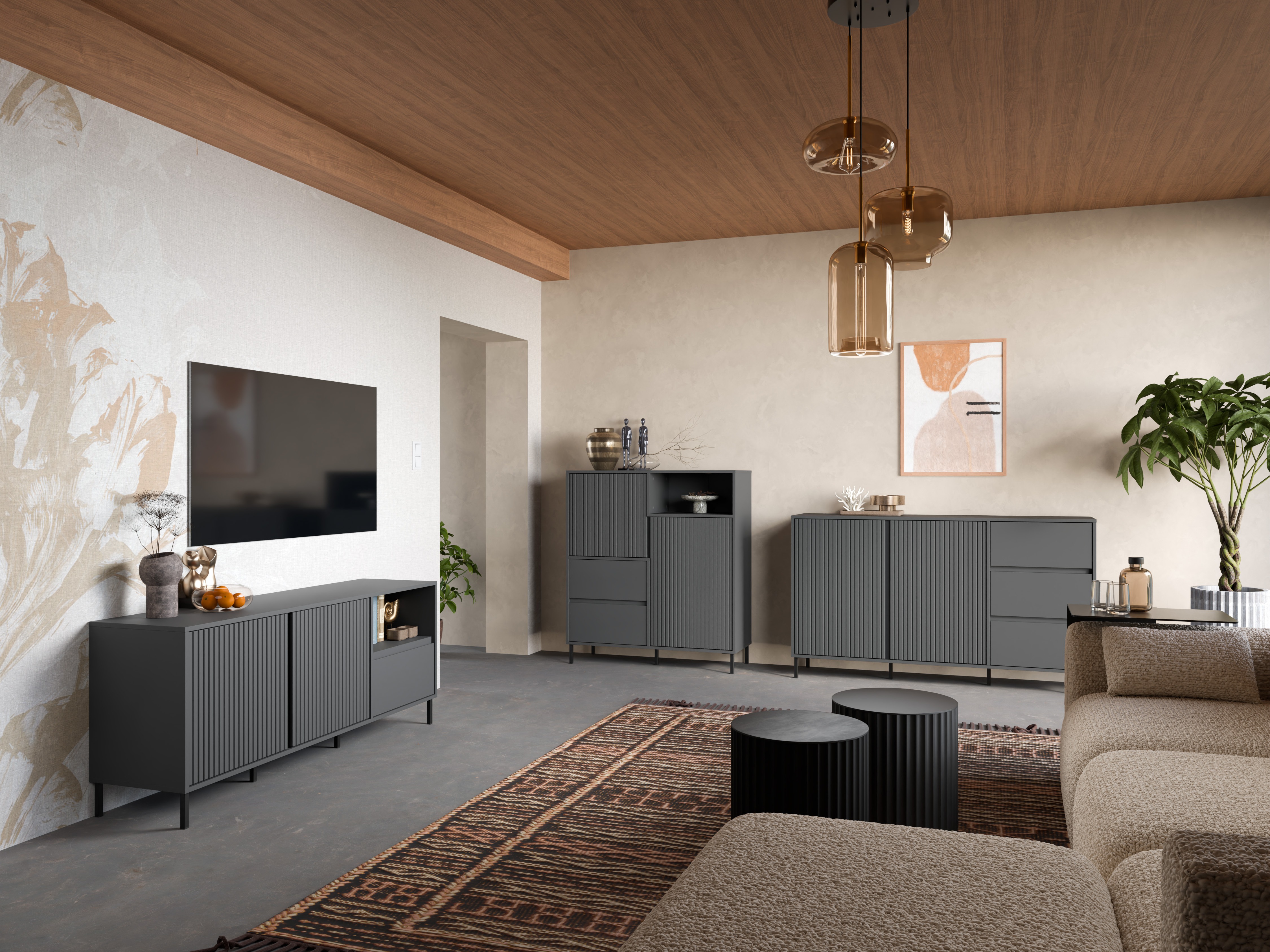Living room set Ruvrevi 106 (Anthracite)