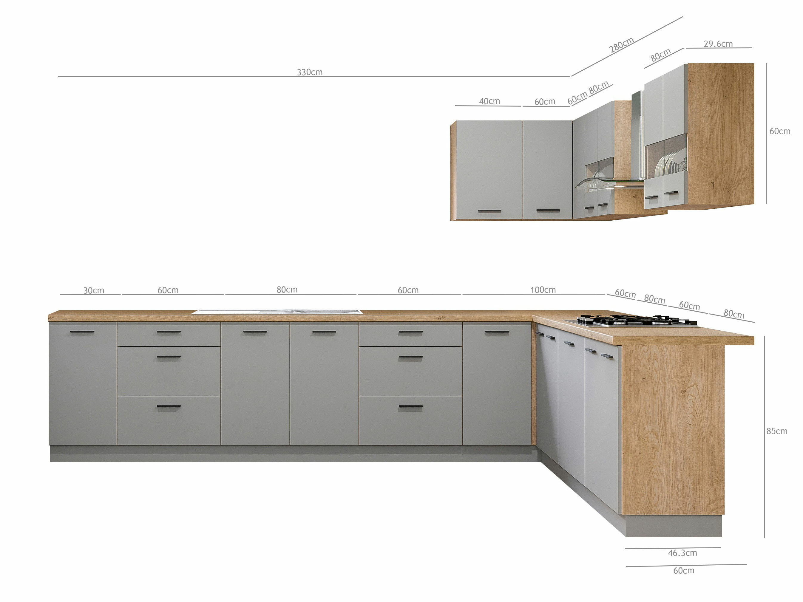 Modular kitchen set Ati Grey 133