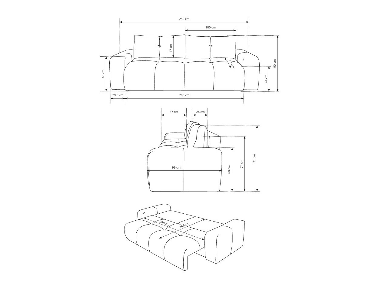 Sofa bed Kingston 154 (Flow 01)