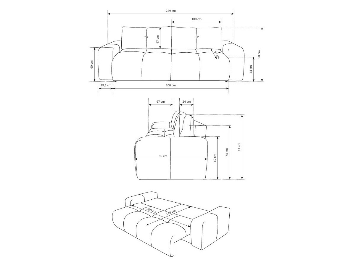 Sofa bed Kingston 154 (Flow 12)