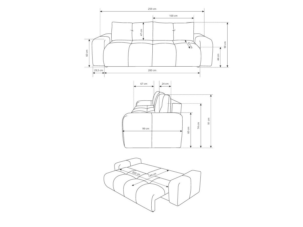 Sofa bed Kingston 154 (Flow 16)