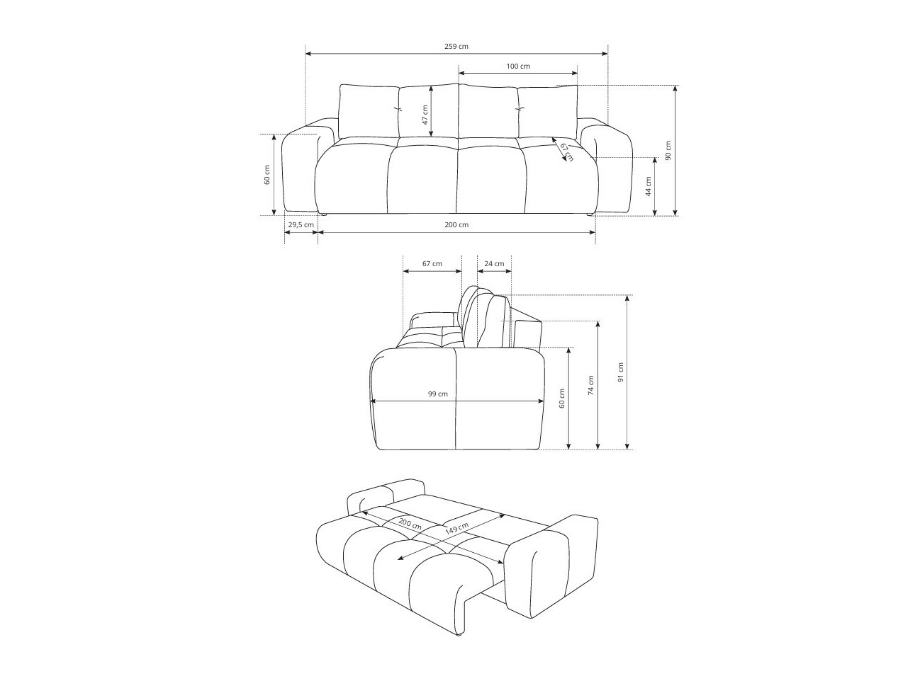 Sofa bed Kingston 154 (Flow 22)
