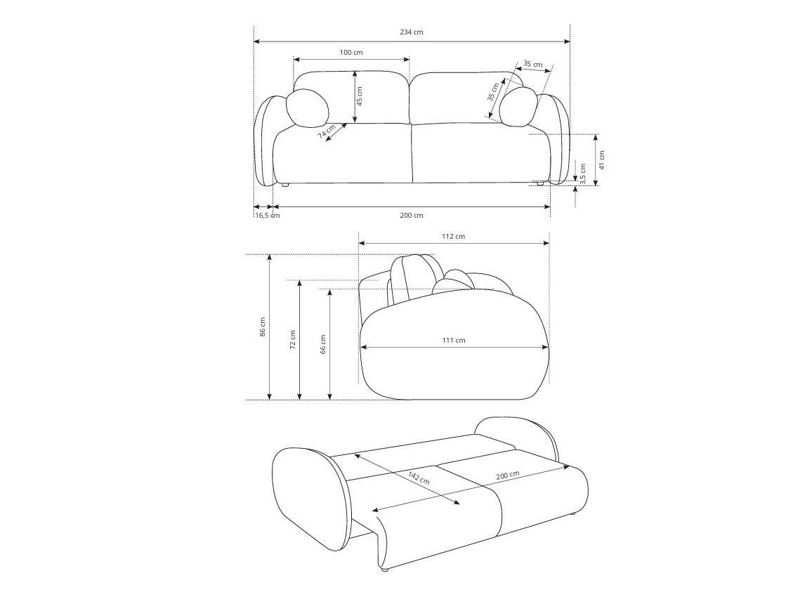 Sofa bed Kingston 196 (Raven 22)