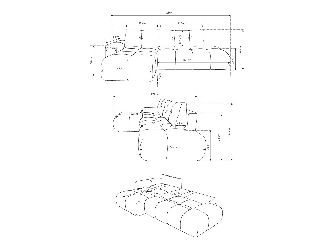 Corner sofa Kingston 156 (Flow 02)