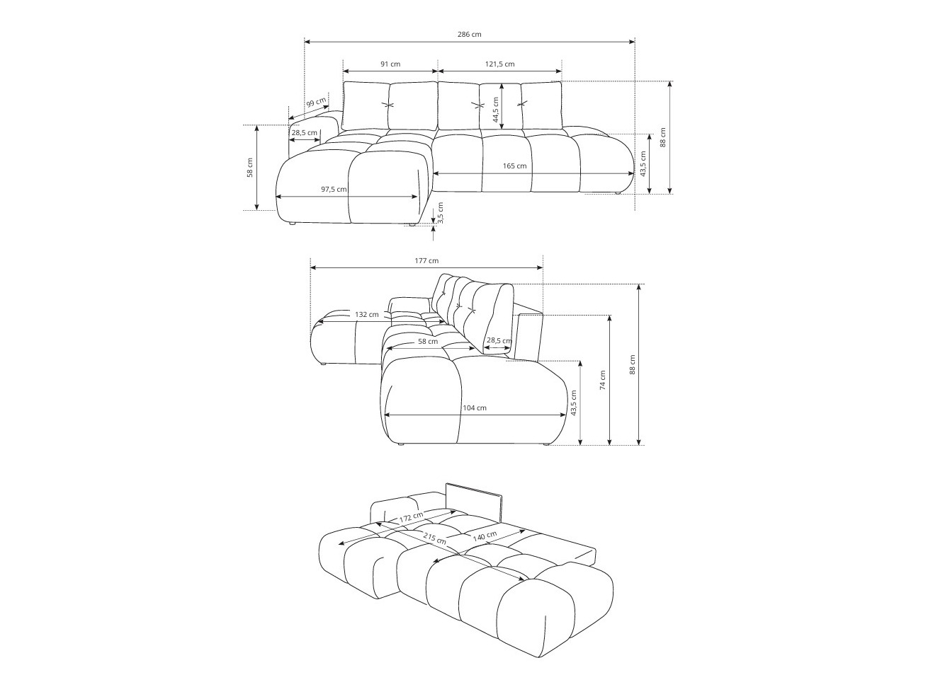 Corner sofa Kingston 156 (Flow 09)