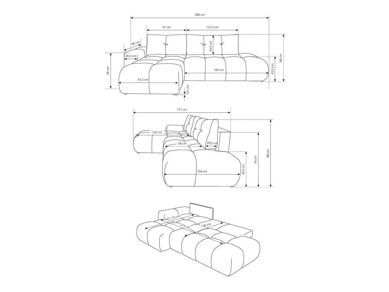 Corner sofa Kingston 156 (Flow 09)