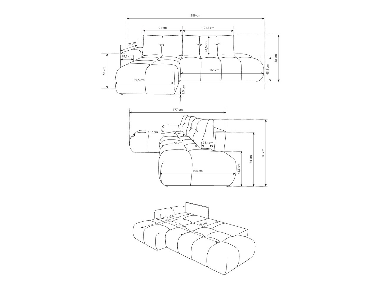 Corner sofa Kingston 156 (Flow 12)