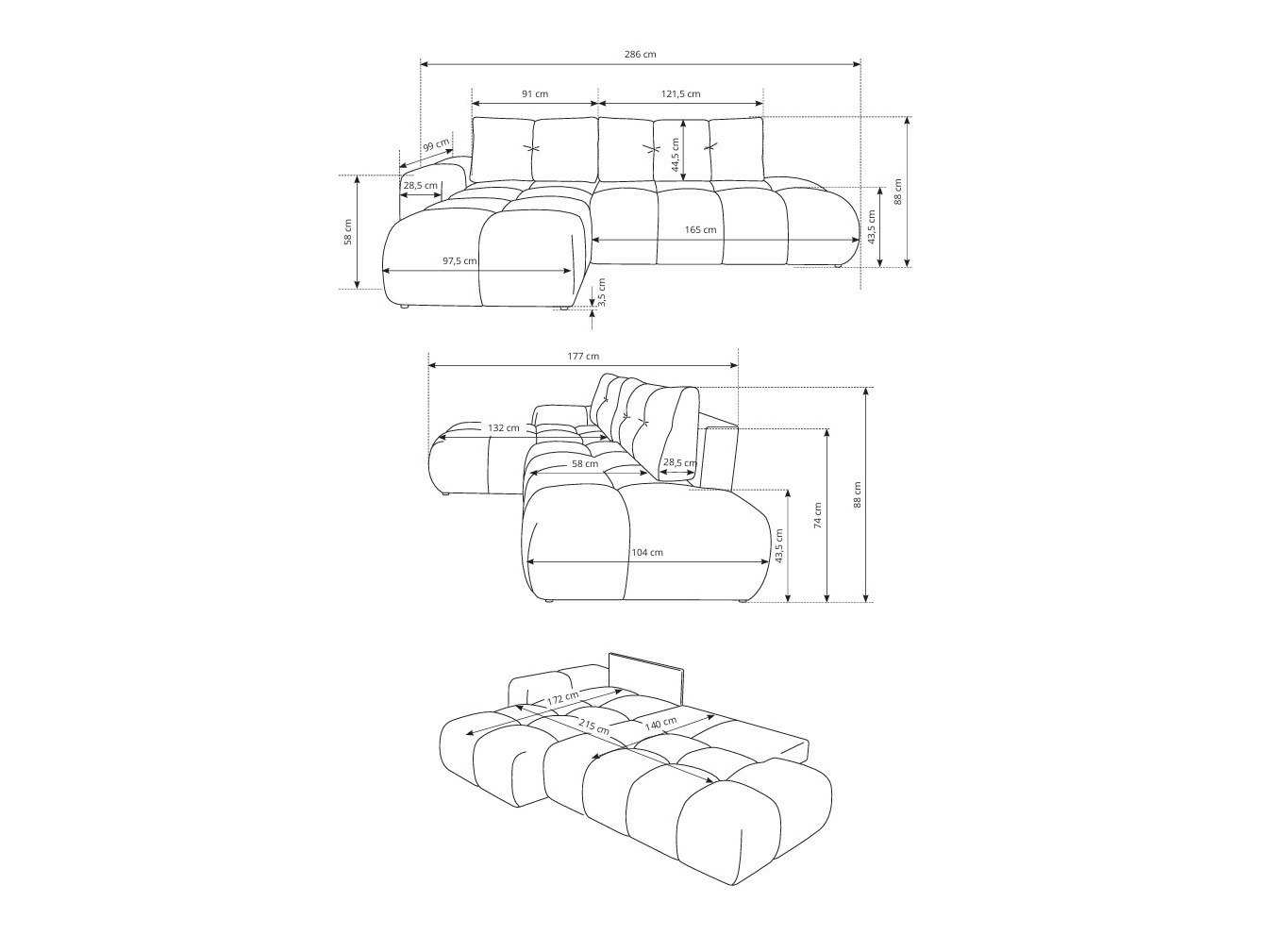 Corner sofa Kingston 156 (Flow 17)
