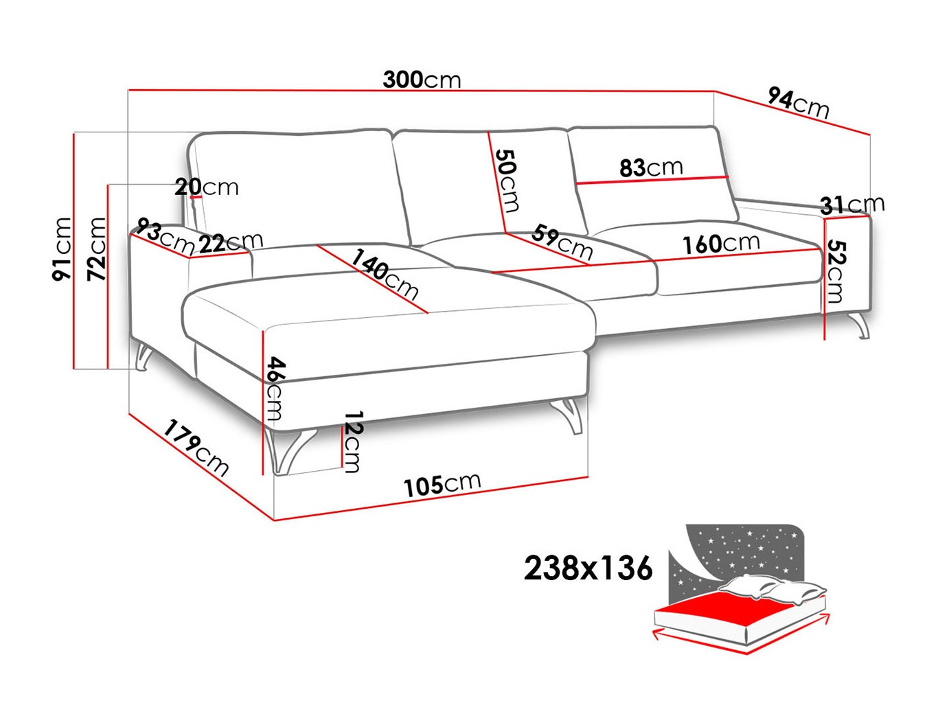 Corner sofa ComfiDream Lyrana I (Verita 11)