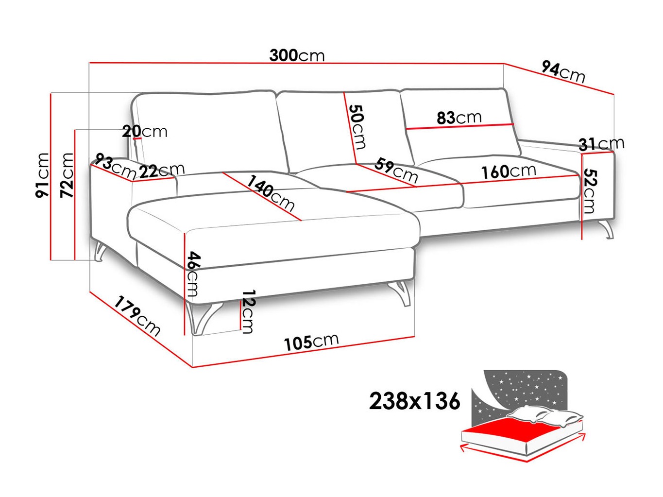 Corner sofa ComfiDream Lyrana I (Verita 53)