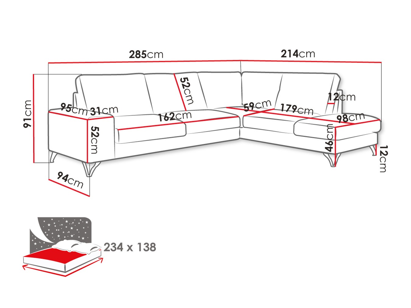 Corner sofa ComfiDream Lyrana II (Verita 28)