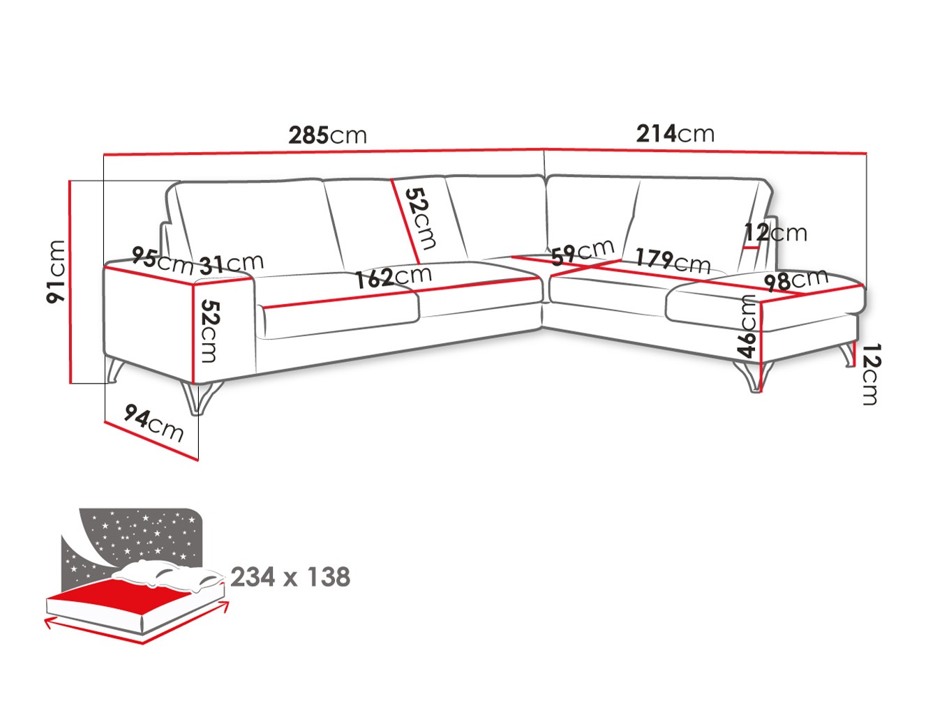 Corner sofa ComfiDream Lyrana II (Verita 53)
