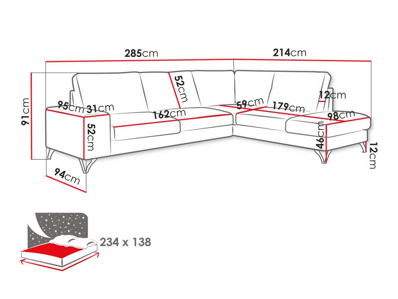 Corner sofa ComfiDream Lyrana II (Verita 80)