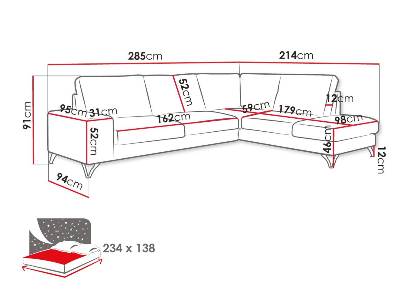 Corner sofa ComfiDream Lyrana II (Verita 88)