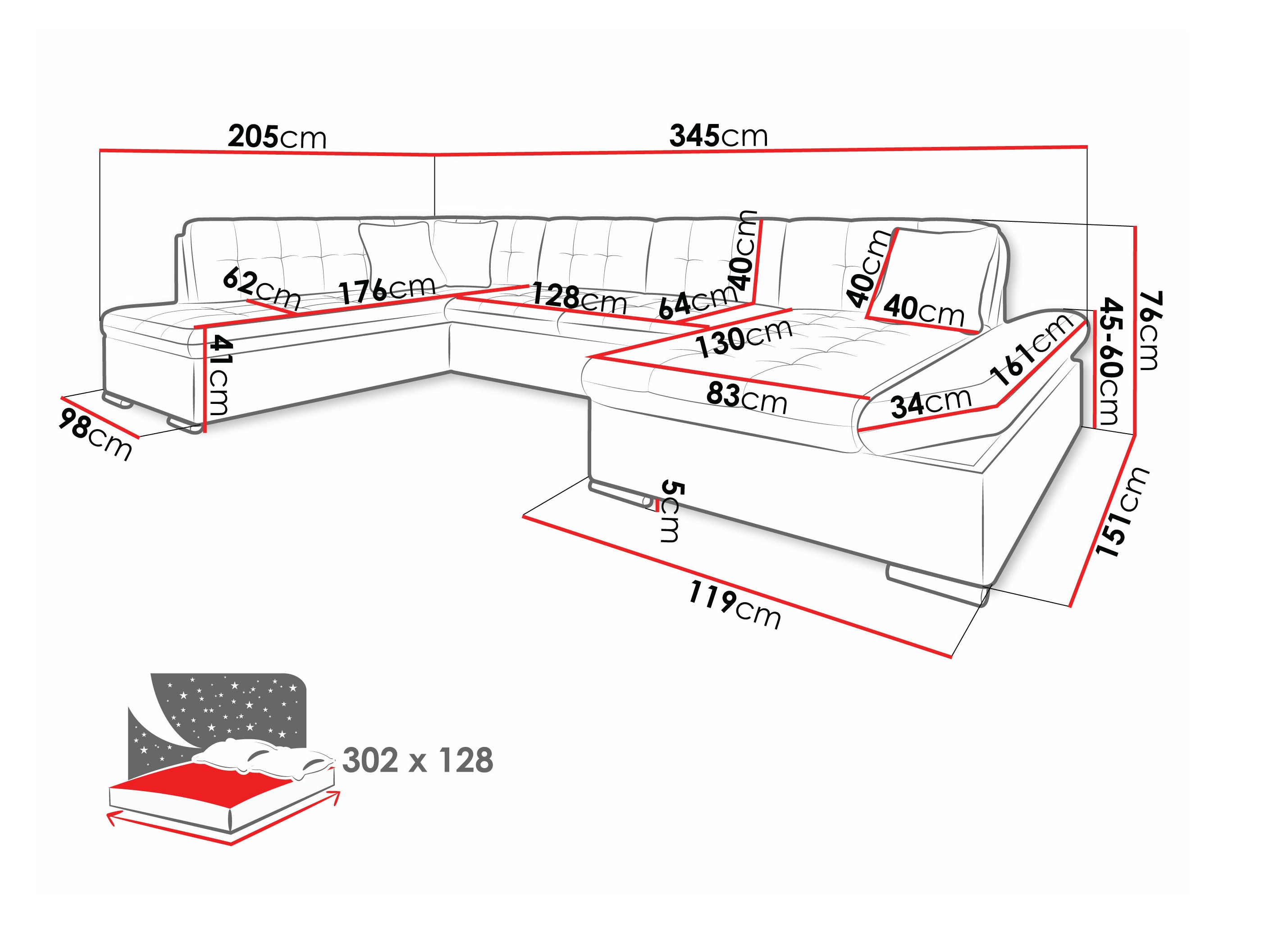 Corner sofa Comfivo Tilia (Polo 894 + Polo 897)