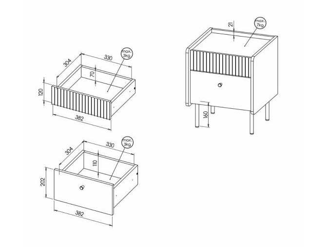 Bedside table Tivsali 111