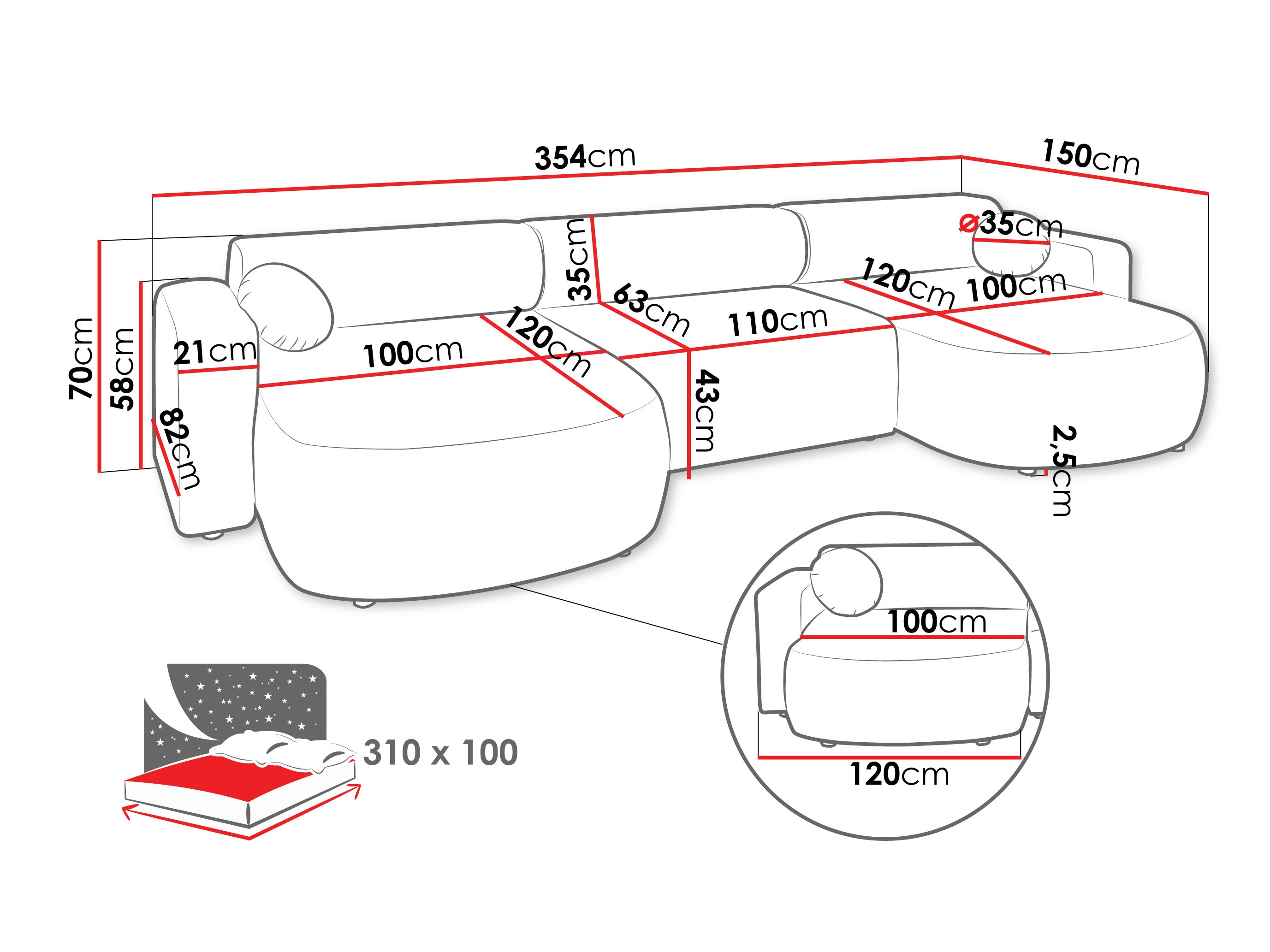 Corner sofa Comfivo 480 (Velo 633)