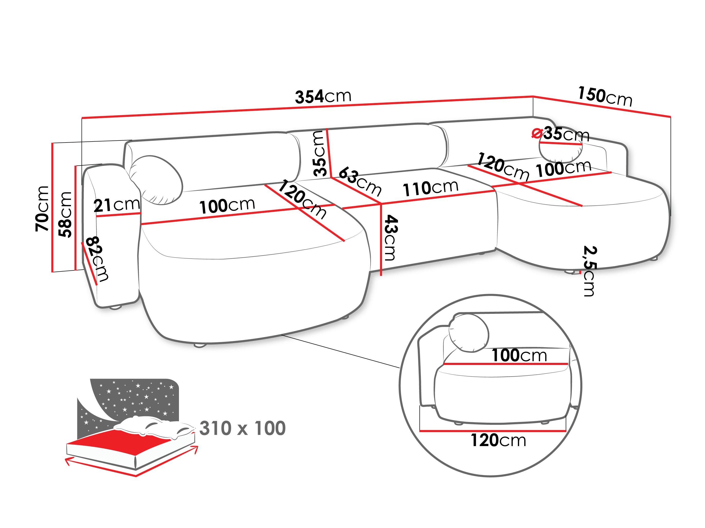 Corner sofa Comfivo Corus I (Velo 621)